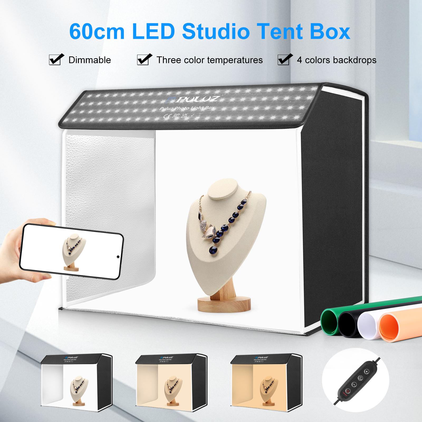 Photography Lighting Kit With Backdrop - PULUZ 60x40 cm boîte à lumière