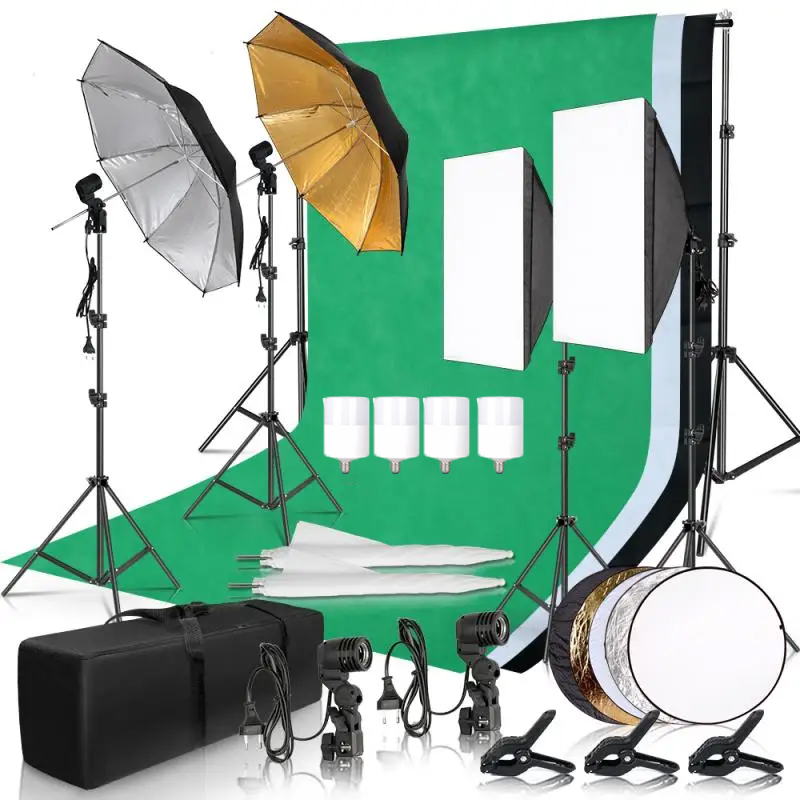 Photography Lighting Kit With Backdrop - Kit d'éclairage de photographie parapluie Photo