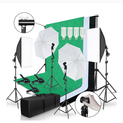Photography Lighting Kit With Backdrop - Kit de photographie complet Gold Seller