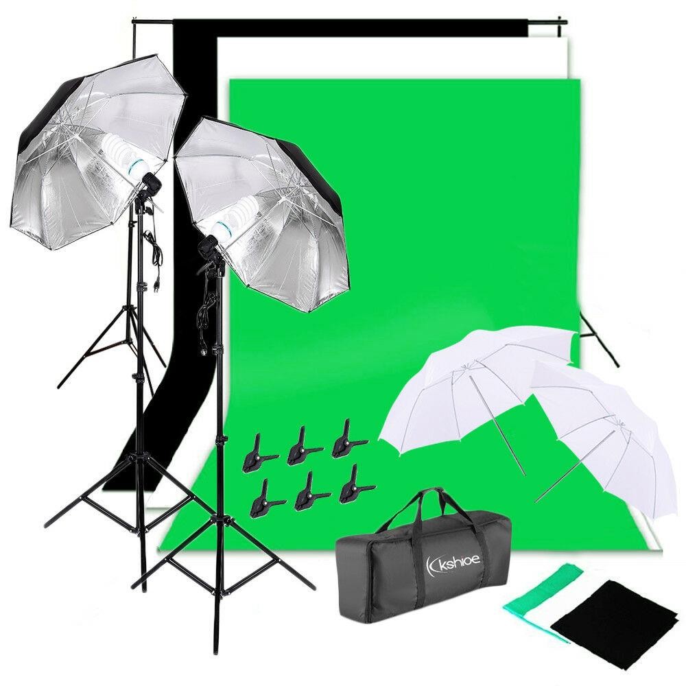 Photography Lighting Kit With Backdrop - Kit d'éclairage pour studio photo, parapluie,